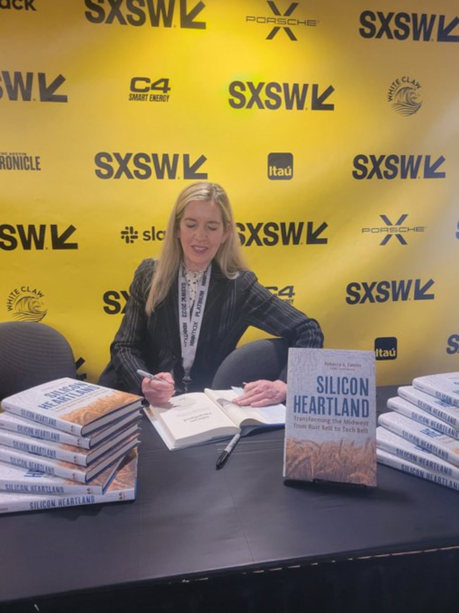 Ohio native Rebecca Fannin signing copies of her book 'Silicon Heartland.' Contributed