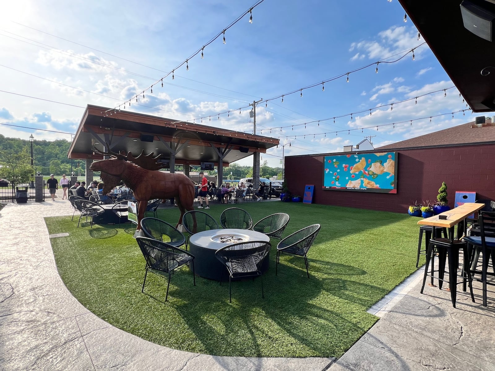 Bullwinkle's patio faces the new Miamisburg Riverfront Park