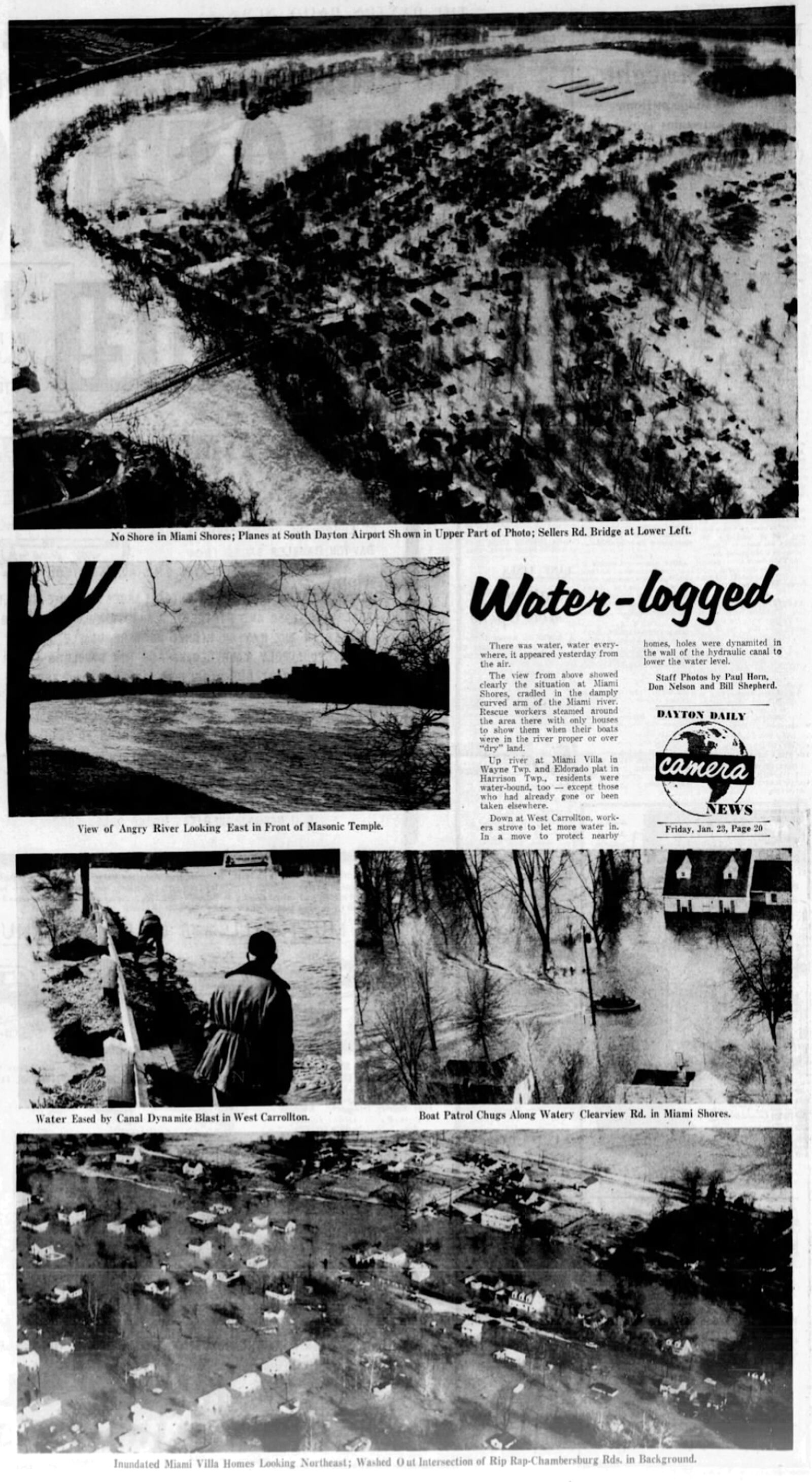 As much as 5.6 inches of rain ran off frozen ground in January 1959 and caused localized flooding, which forced evacuations, closed schools, destroyed property and took at least two area lives, according to Dayton Daily News accounts from the time. During that time, the five Miami Conservancy District dams held back the largest amount of water since they were completed in 1922, preventing a greater catastrophe like the Great Flood of 1913. 