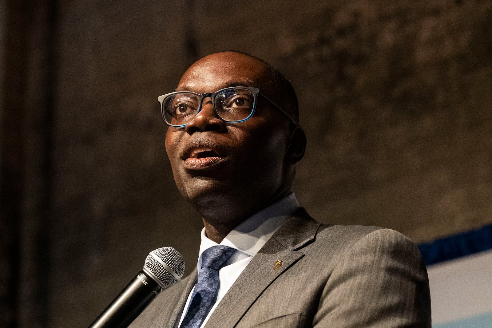 Michigan Lt. Gov. Garlin Gilchrist II announces his candidacy for governor of Michigan on Tuesday, March 11, 2025, at the Jam Handy in Detroit. (Katy Kildee/Detroit News via AP)