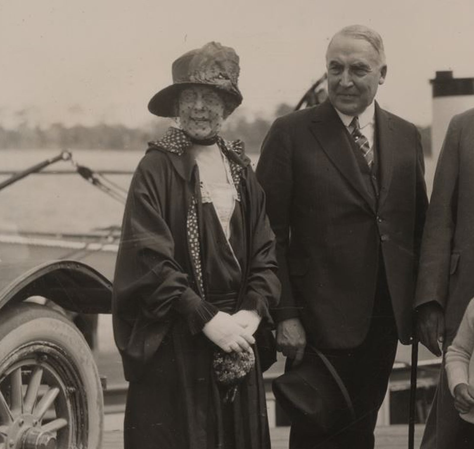 President Warren G. Harding and wife Florence at a Palm Beach pier during either his 1921 or 1923 visit (Library of Congress)