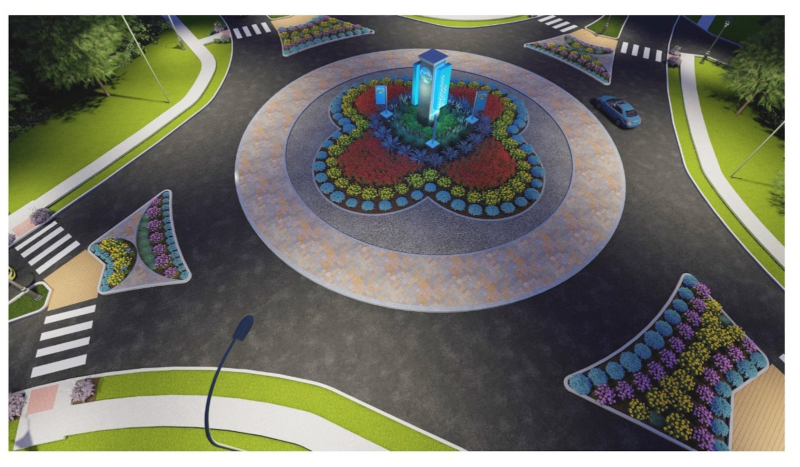 A rendering of the Miller Lane/Maxton Road roundabout that's currently under construction in Butler Twp. CONTRIBUTED