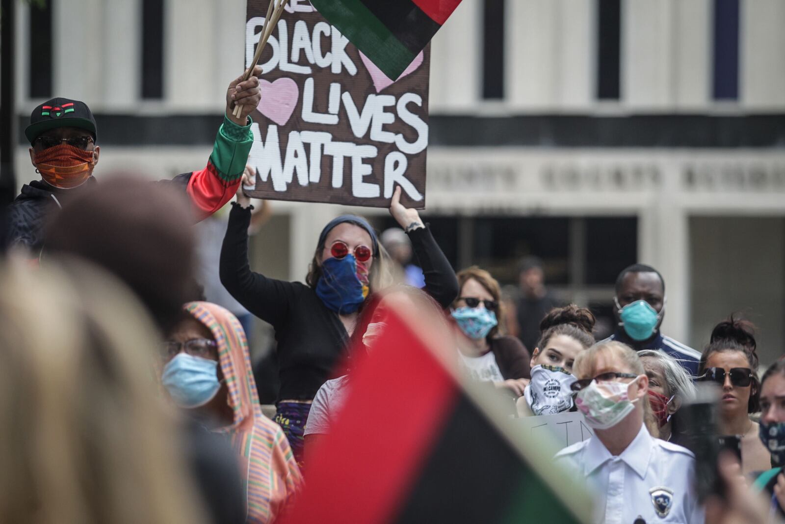 Protesters march in downtown Dayton on May 30, 2020. Photos by Jim Noelker