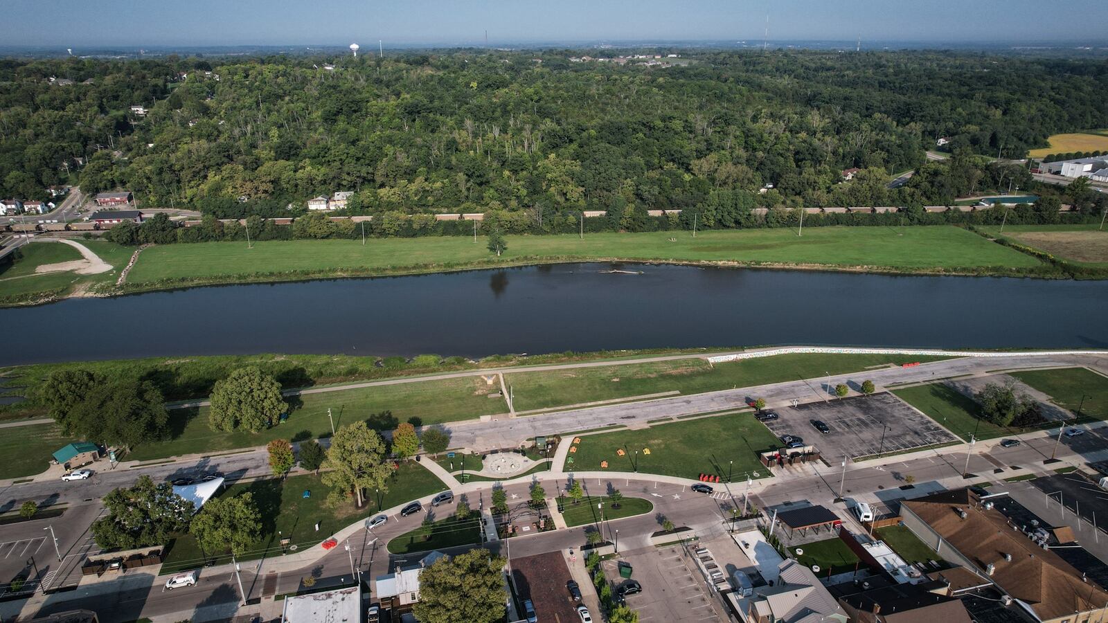 Riverfront Park in Miamisburg is undergoing a redesign which is the final step before a contractor is selected and construction begins. JIM NOELKER/STAFF