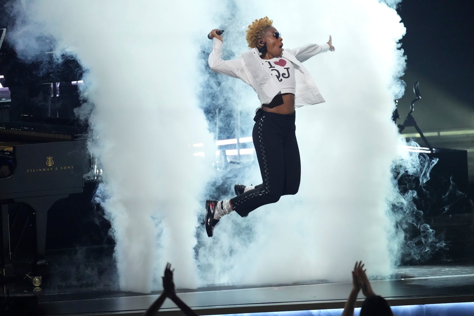 Janelle Monae performs "Don't Stop 'til You Get Enough" as a tribute to Quincy Jones during the 67th annual Grammy Awards on Sunday, Feb. 2, 2025, in Los Angeles. (AP Photo/Chris Pizzello)