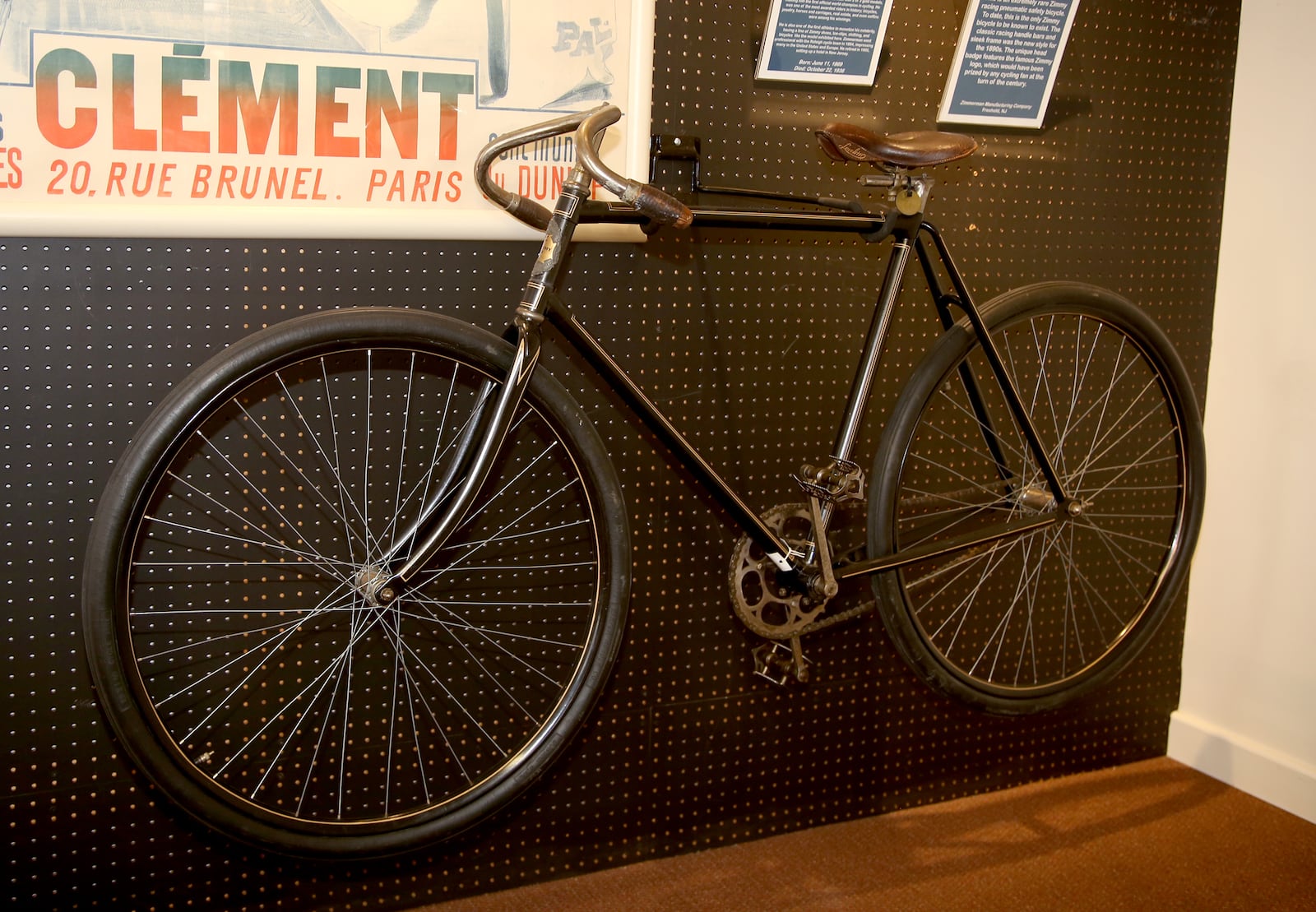 A rare 1896“Zimmy” bicycle, named after Arthur Augustus Zimmerman, may be the only one in existence. The Bicycle Museum of American in New Bremen has 800 bicycles in its collection with 130 on display. The collection outlines the evolution of the bicycle and its impact on the world. LISA POWELL / STAFF