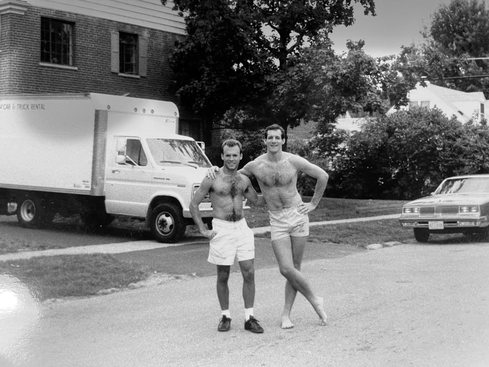 In a closing scene from Bohac's recently published novel, the author, left, moves out of the Victory Apartments in Kettering in July 1987 with the help of his friend, David Leary.  CONTRIBUTED