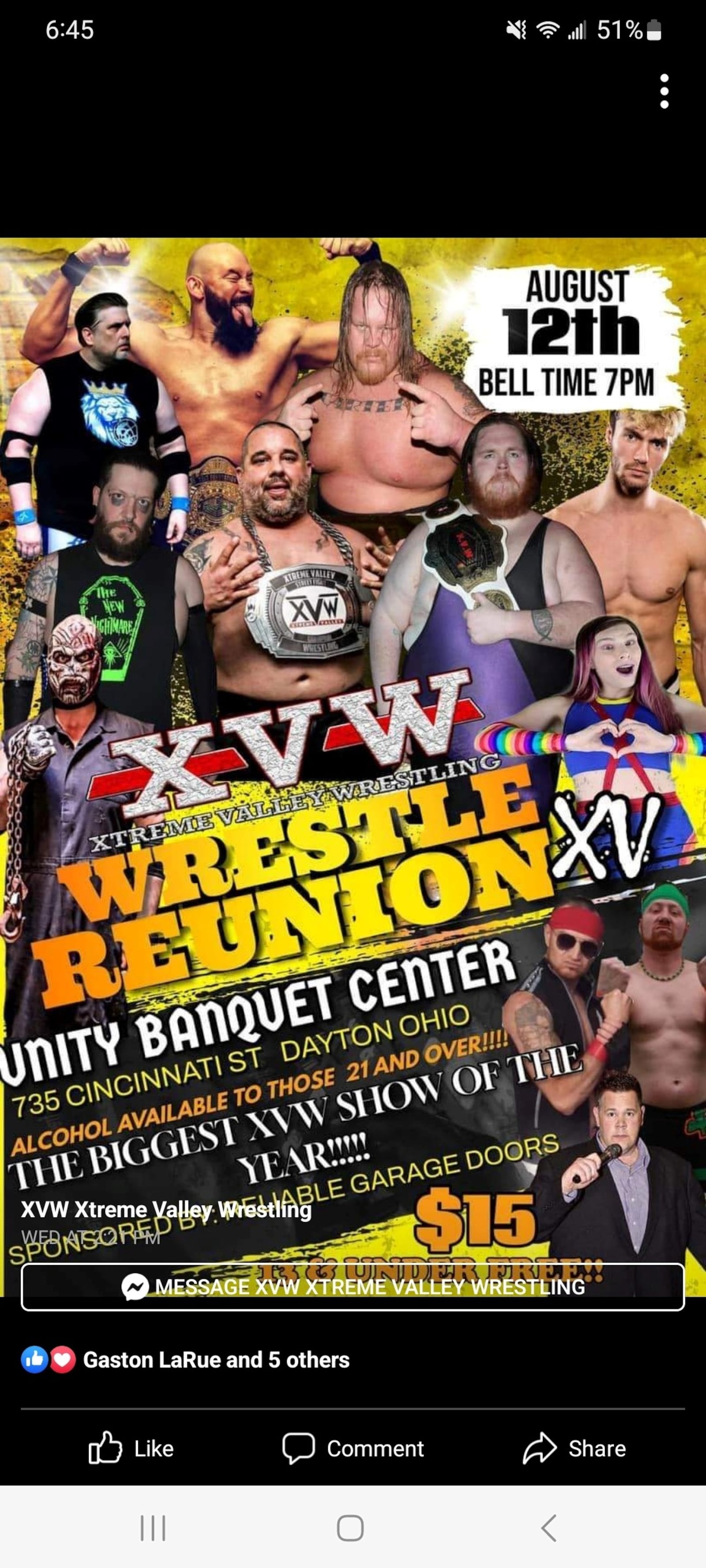 The poster promoting the Extreme Valley Wrestling show August 12 in Dayton that will feature Jeremy Ganger, who is wearing his EVW Street Fighter championship belt buckle around his neck in the center of the poster. Tom Archdeacon/CONTRIBUTED