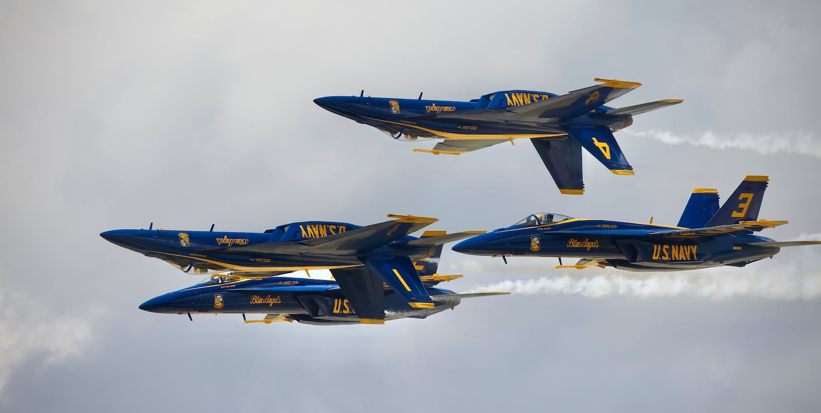 The U.S. Navy Blue Angels flight team performs at the Dayton Air Show on Sunday June 23, 2024. MARSHALL GORBY / STAFF