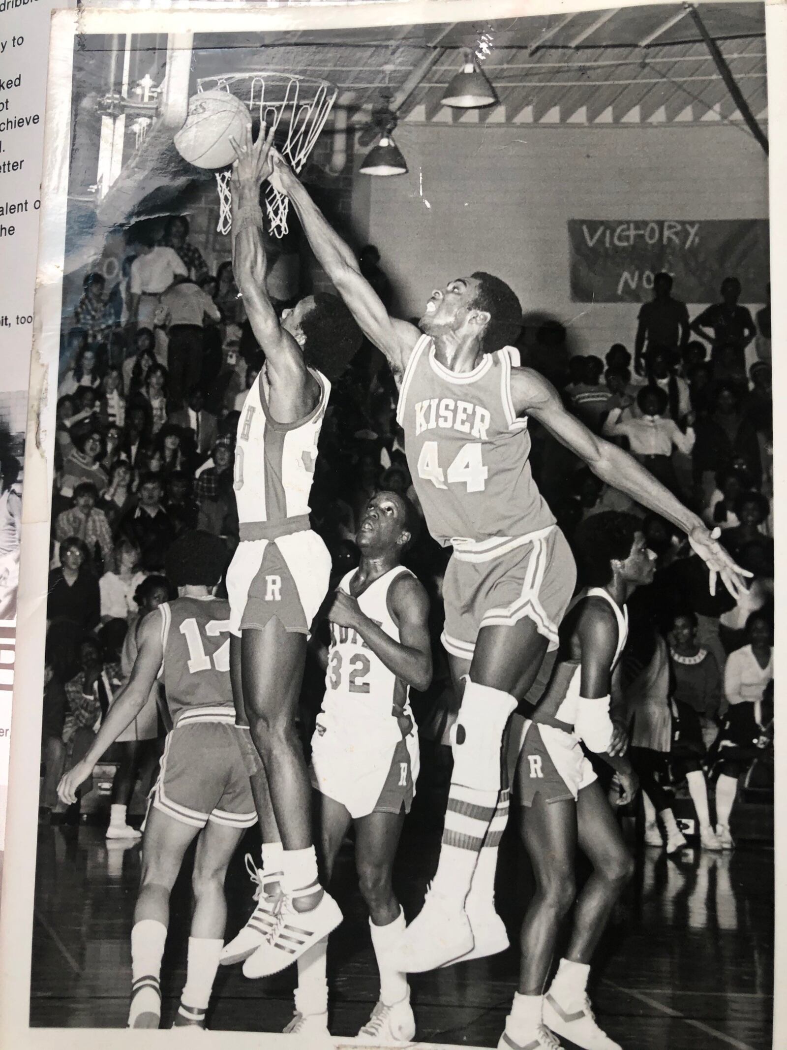 Roth’s William Colston goes up for a lay-up as Kiser’s  Spencer Johnson defends in a game in the 1980-81 season. Colston went to the University of Hawaii on a college basketball scholarship. CONTRIBUTED