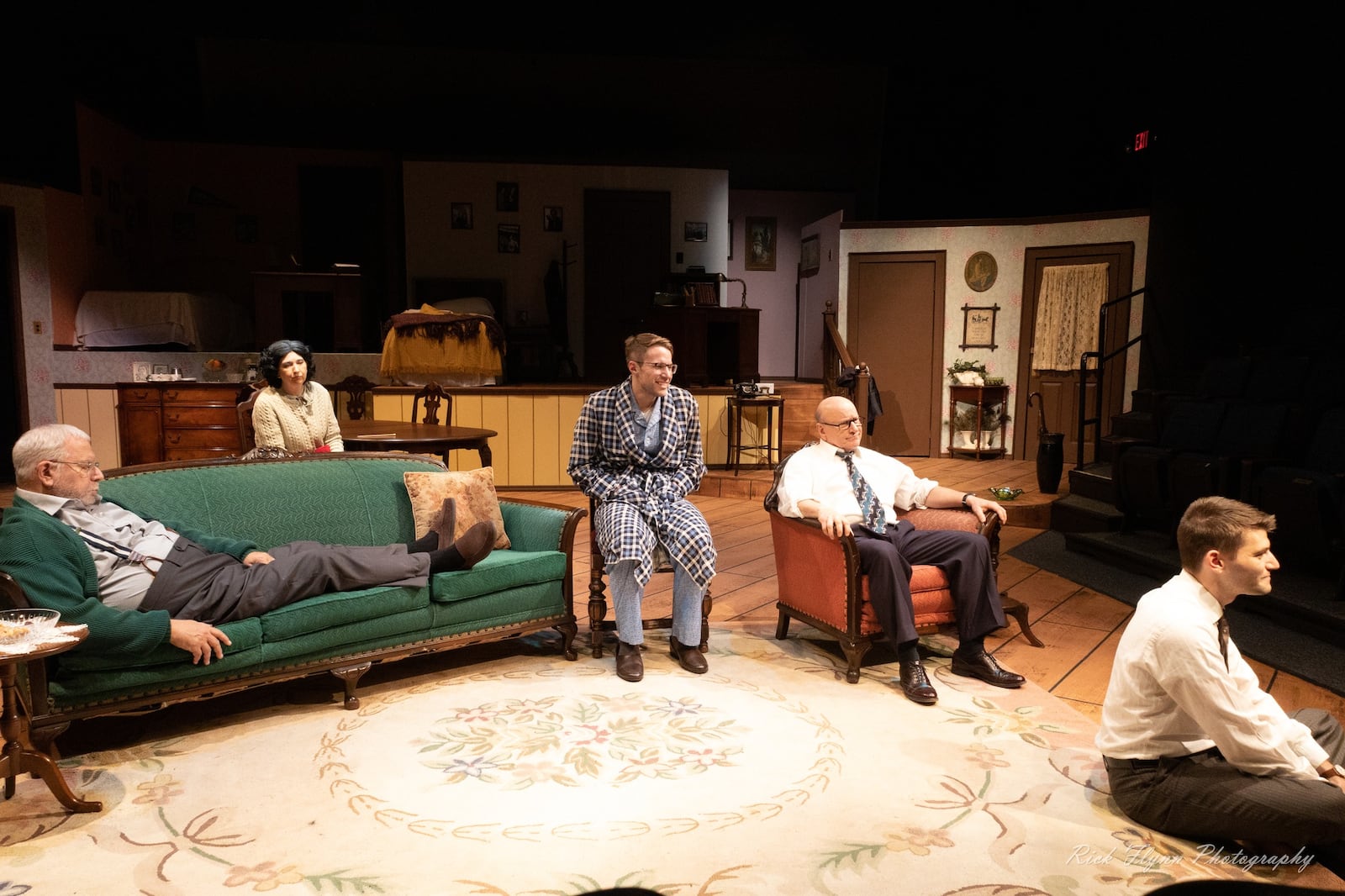 Left to right: Saul Caplan (Ben), Wendi Michael (Kate), Dustin Schwab (Eugene), K.L. Storer (Jack) and Michael Ferrarelli (Stan) in Dayton Theatre Guild's production of "Broadway Bound," slated Nov. 4-20. PHOTO BY RICK FLYNN PHOTOGRAPHY