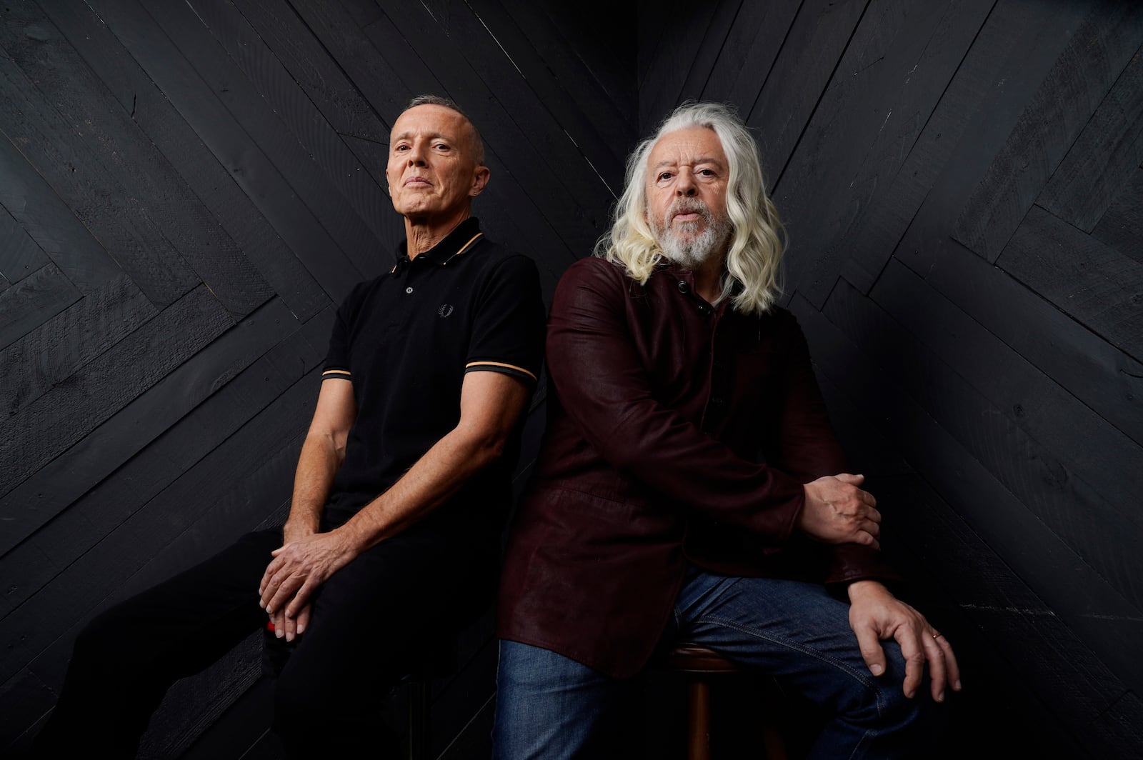 FILE - Curt Smith, left, and Roland Orzabal, of the band Tears For Fears, pose for a portrait in Los Angeles on Jan. 19, 2022. (AP Photo/Chris Pizzello, File)