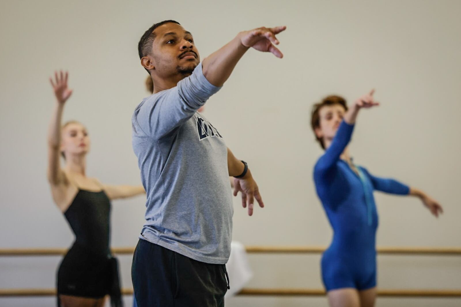 Dayton Ballet Artistic Director Brandon Ragland offers instruction to Dayton Ballet dancers. JIM NOELKER/STAFF