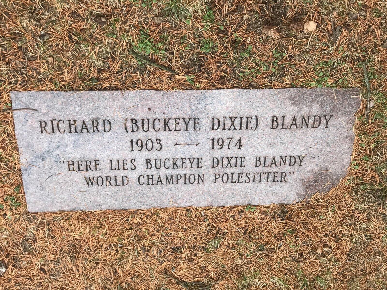 The gravestone of Richard (Buckeye Dixie) Blandy at Woodland Cemetary. Tom Archdeacon/CONTRIBUTED