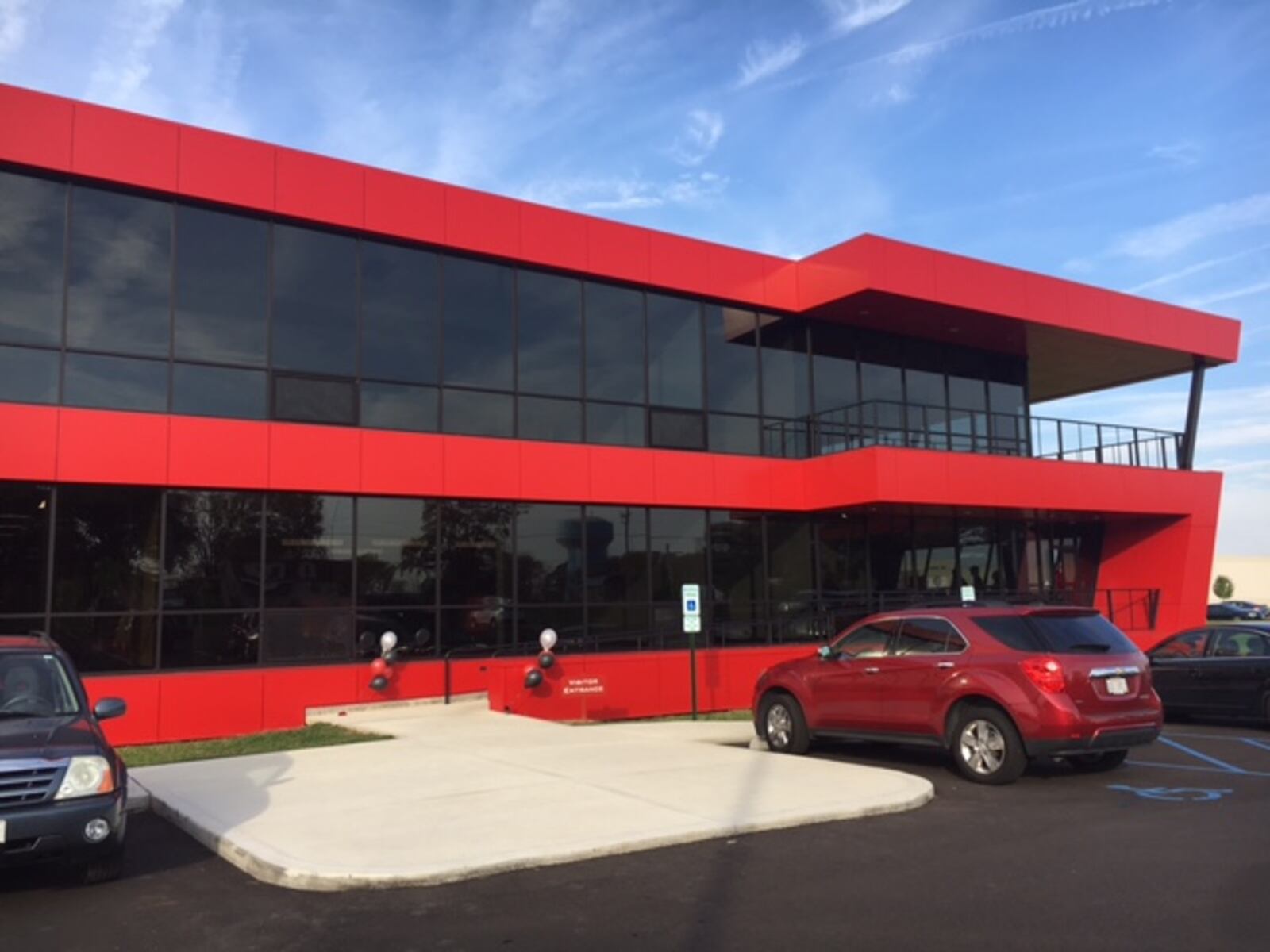 The new headquarters of manufacturer Superior Abrasives, from the side facing Peters Pike in Vandalia. The company has operated there since June but had a ribbon cutting Tuesday. THOMAS GNAU/STAFF