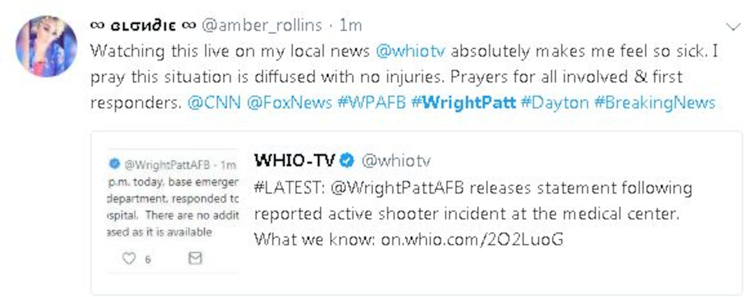 Active shooter reported at Wright-Patterson Air Force Base hospital