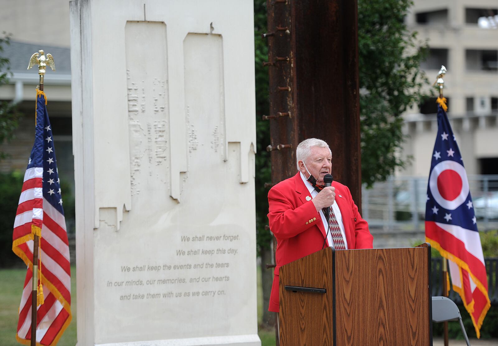 The city of Fairborn honored those who lost their lives on September 11, 2001, at a memorial ceremony Friday held at the National Center for Medical Readiness at Calamityville, in Fairborn. MARSHALL GORBY\STAFF 