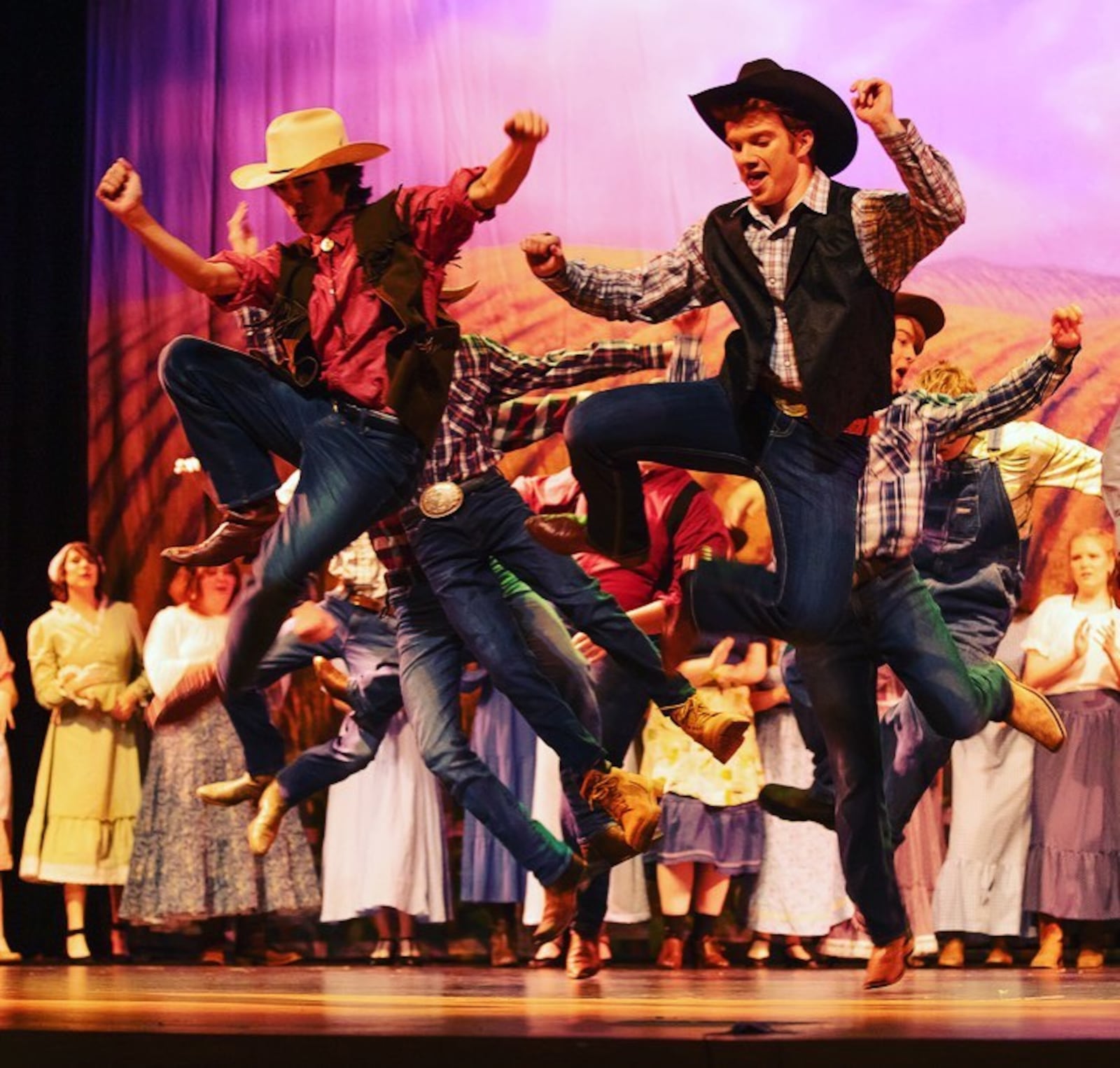 Ben Locke (left as Will Parker) and Alex Grotjan (Curly) in Springboro High School's production of "Oklahoma!!" PHOTO BY PARLETT PHOTOGRAPHY