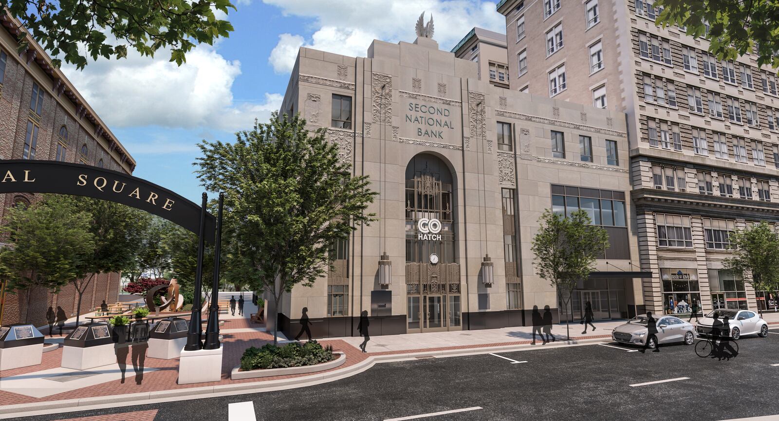 Pictured is a rendering of the COhatch Hamilton location in the former Second National Bank building on High Street. PROVIDED/COHATCH