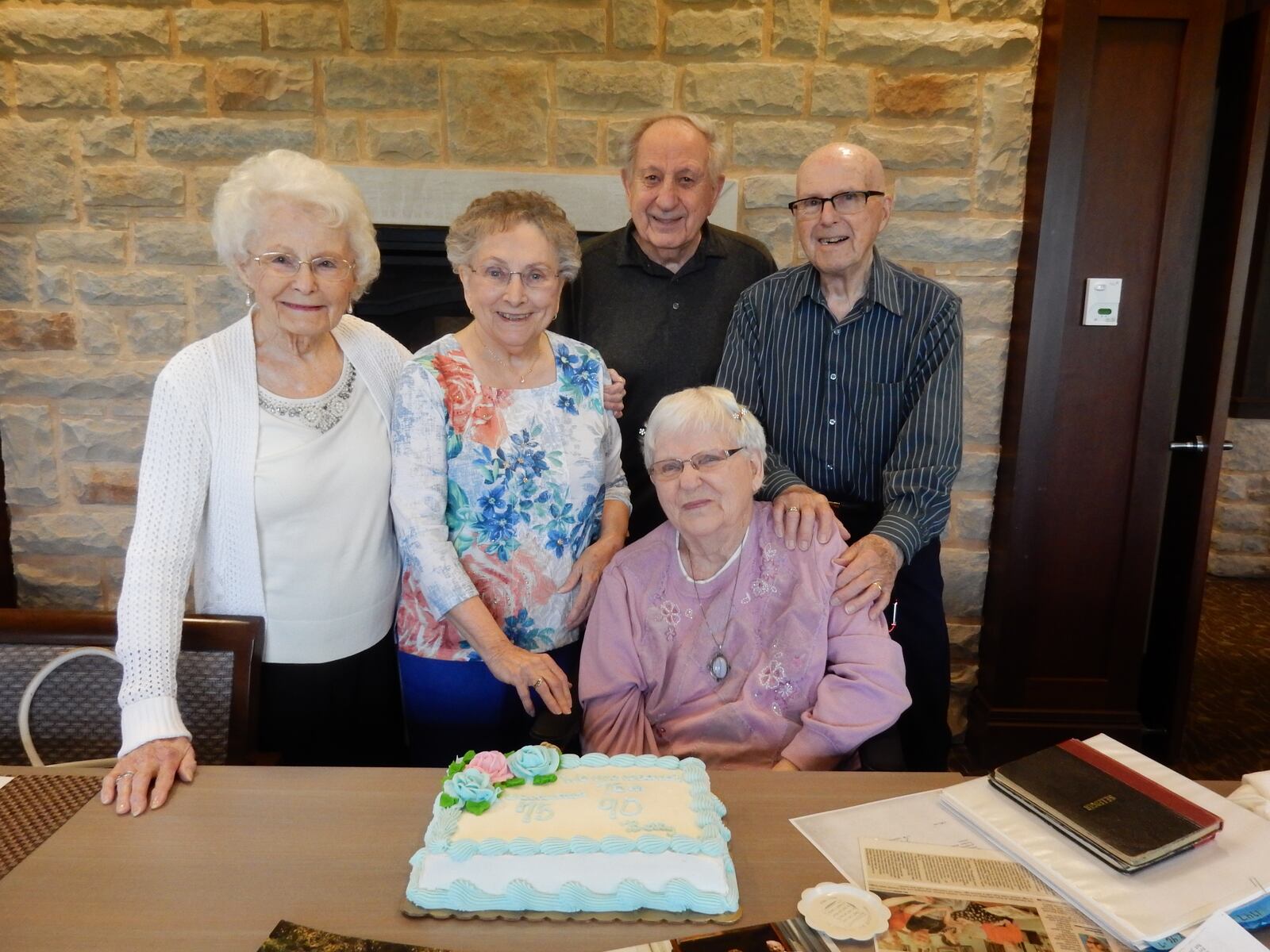 Standing photo (left to right)
Mary Lou Kramer of Beavercreek, Betty Kramer of Dayton, Joseph Willhelm of Kettering and Rex Link of Centerville. Seated, Ruth Link. Not pictured: Dolores Mark of Miamisburg and Mary Ann Iannuzzi of New Jersey.  CONTRIBUTED