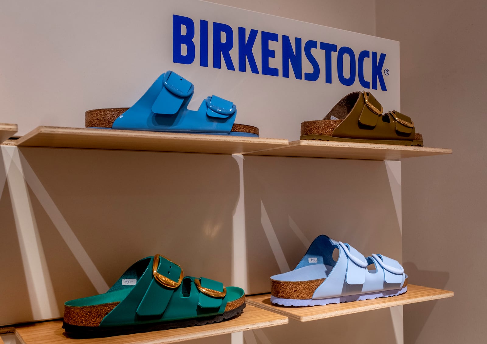 FILE -Birkenstock sandals are pictured in Birkenstock store in Frankfurt, Germany, Oct. 4, 2023. (AP Photo/Michael Probst, File)