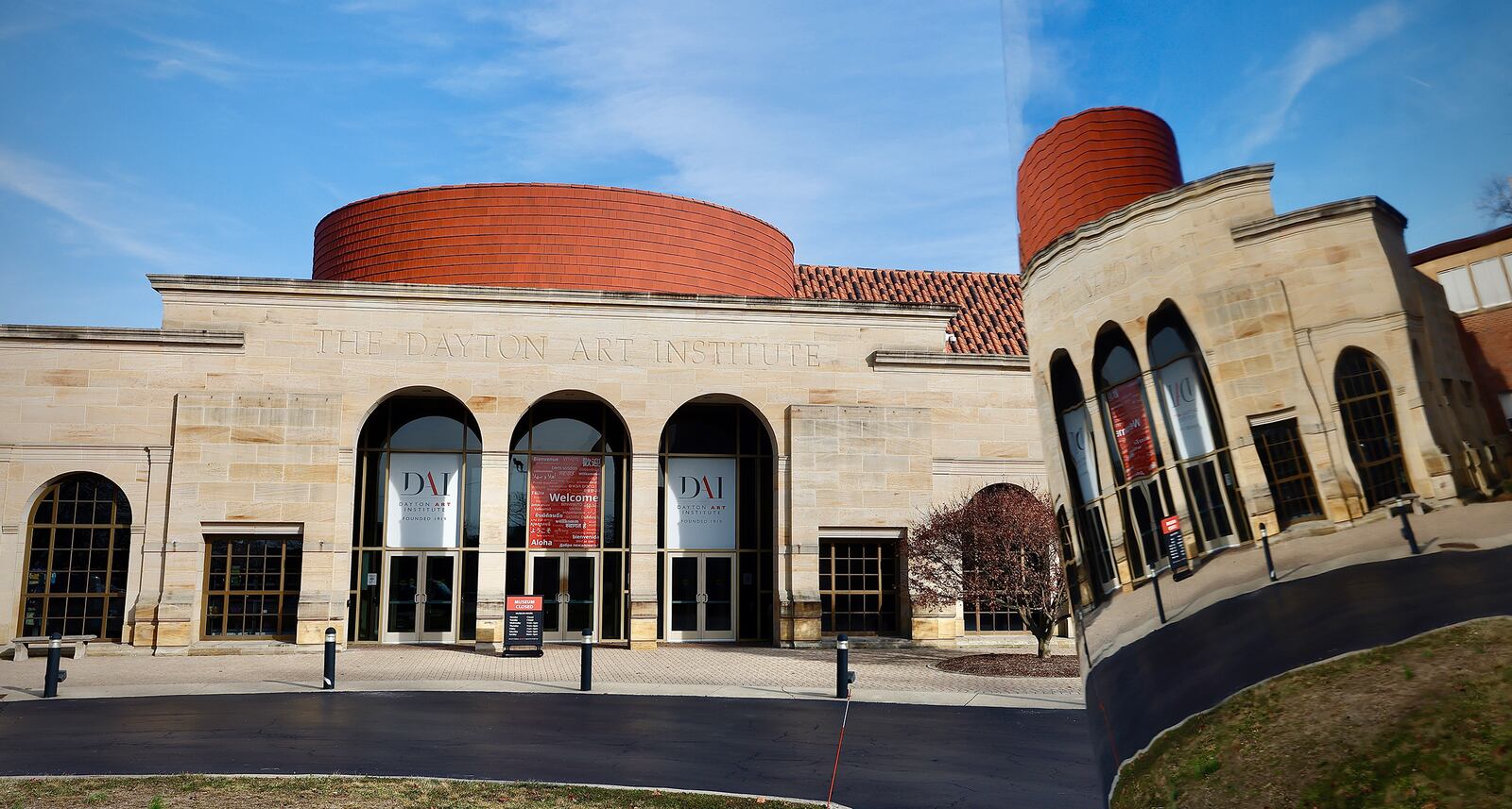 The Dayton Art Institute and partially reflected in the Pathway sculpture. MARSHALL GORBY\STAFF