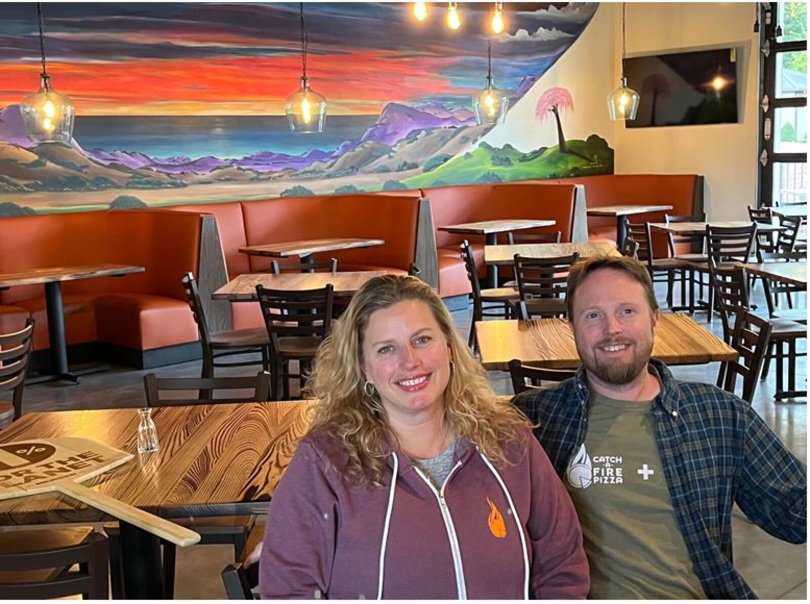 Melissa and Jeff Ledford are the owners of the Catch-A-Pizza location in the 511 North Broadway development in Lebanon.  This will be their third location in greater Cincinnati. ED RICHTER/STAFF