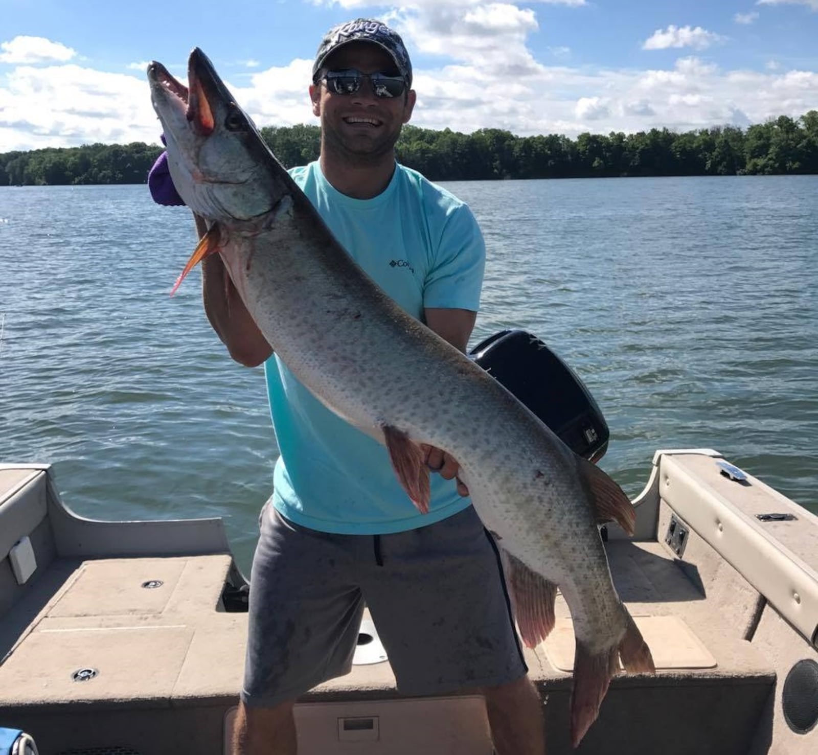 Cole Menker of Centerville caught a 50-inch muskellunge "muskie" Saturday morning, June 25, 2017, at Caesar Creek State Park.