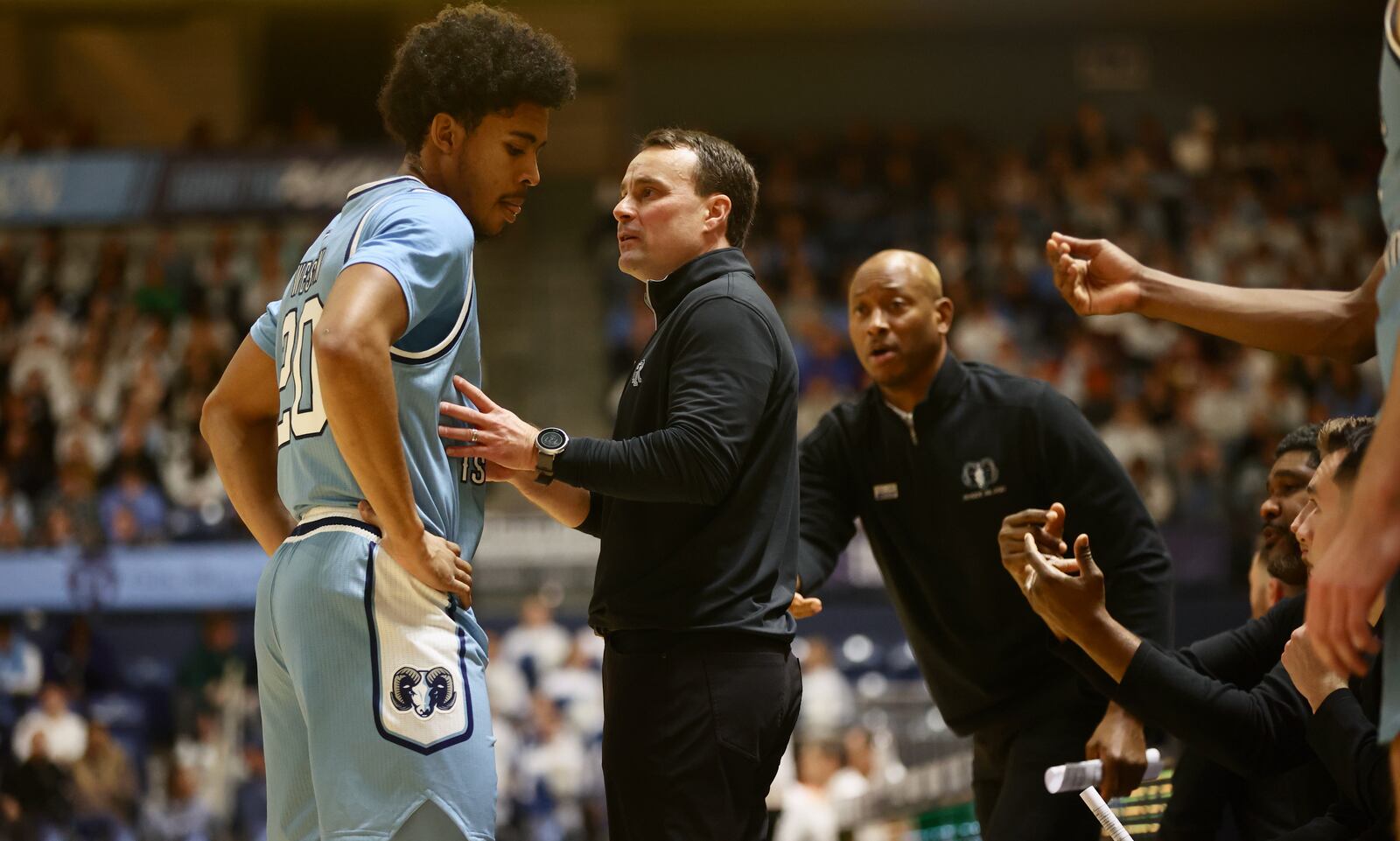 Rhode Island's Archie Miller coaches during a game against Dayton on Wednesday, Jan. 25, 2023, at the Ryan Center in Kingston, R.I. David Jablonski/Staff