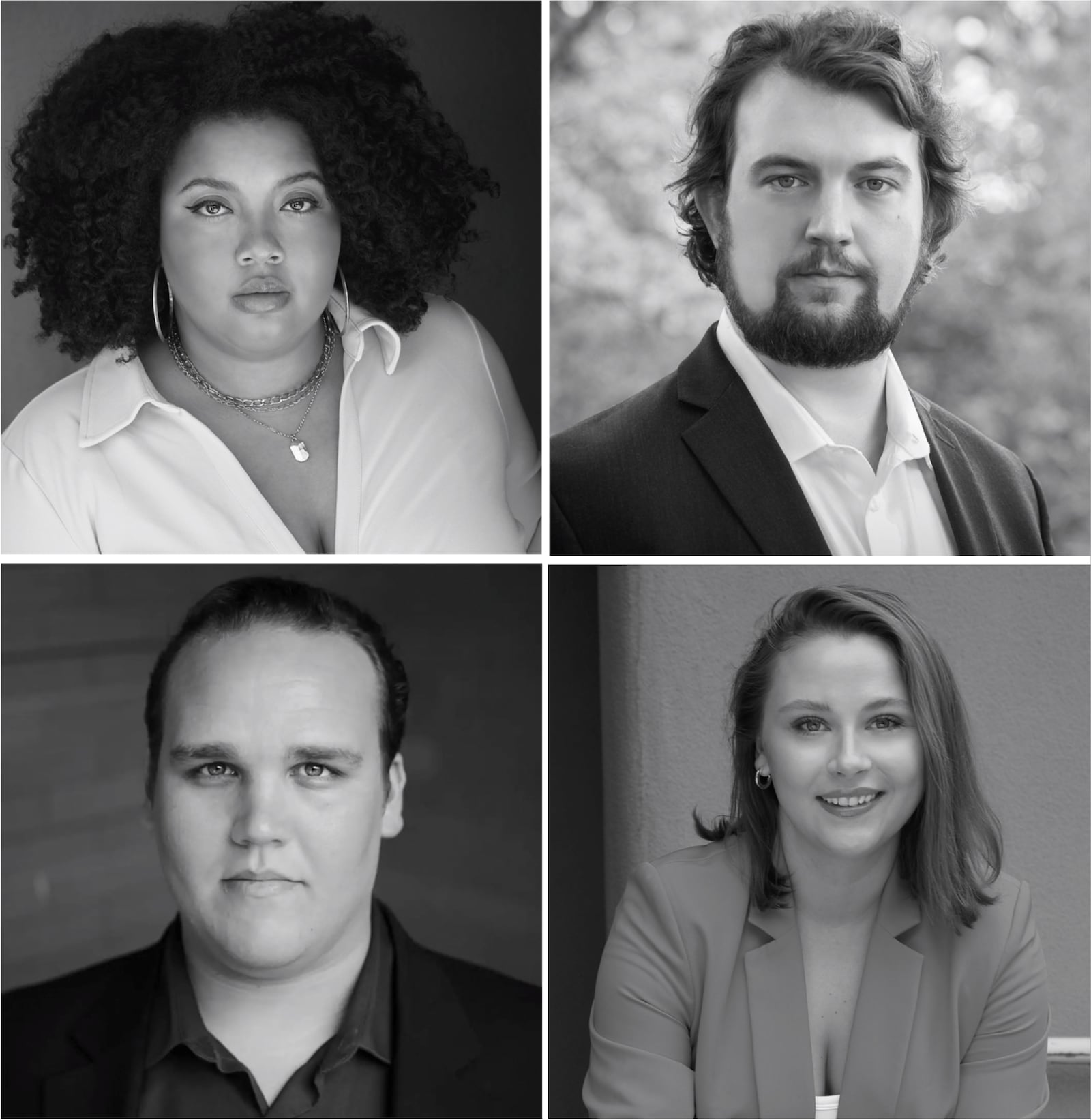 Adia Evans (clockwise from upper left), Ben Brady, Tessa Fackelmann and Dylan Davis are the featured soloists for Handel’s “Messiah," presented by Dayton Performing Arts Alliance at the Schuster Center in Dayton on Wednesday, Dec. 13. CONTRIBUTED