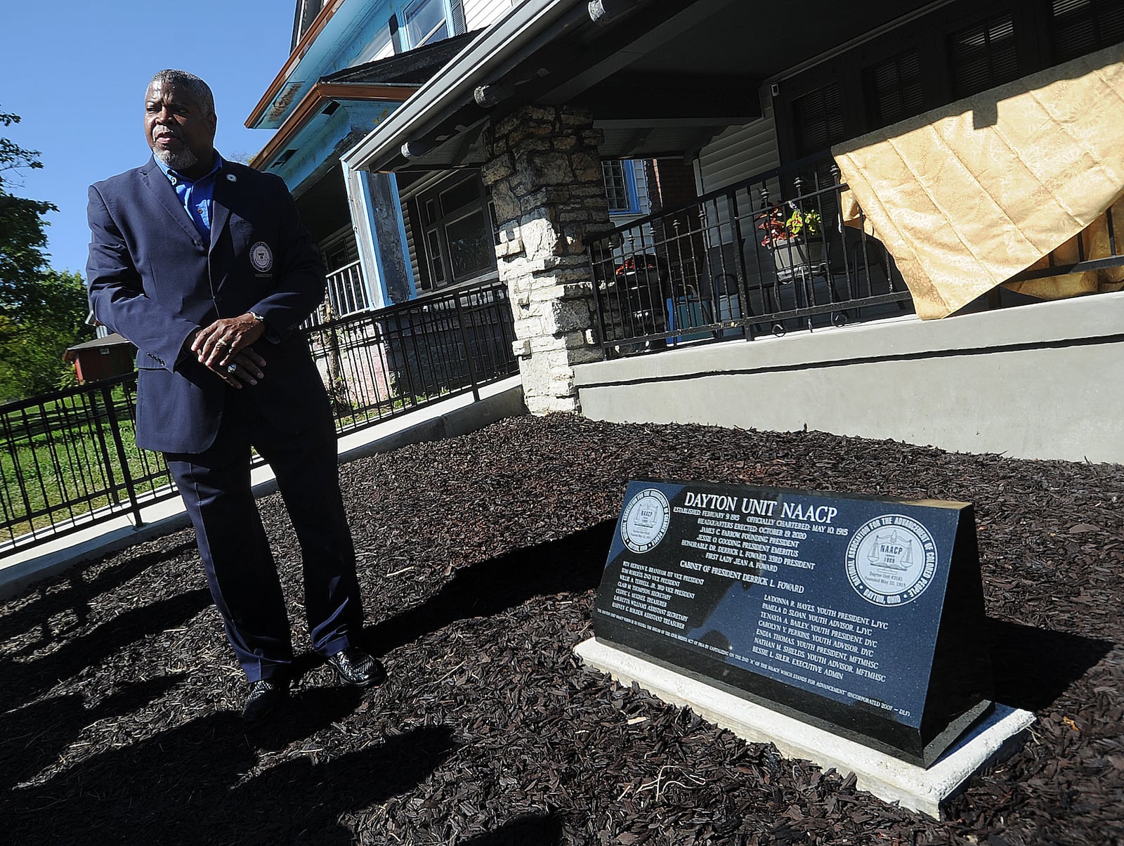 Dayton Unit NAACP President the Rev. Derrick Foward at the  official grand opening of the NAACP Dayton Headquarters on Salem Ave. Tuesday, Aug. 29, 2023. MARSHALL GORBY\STAFF