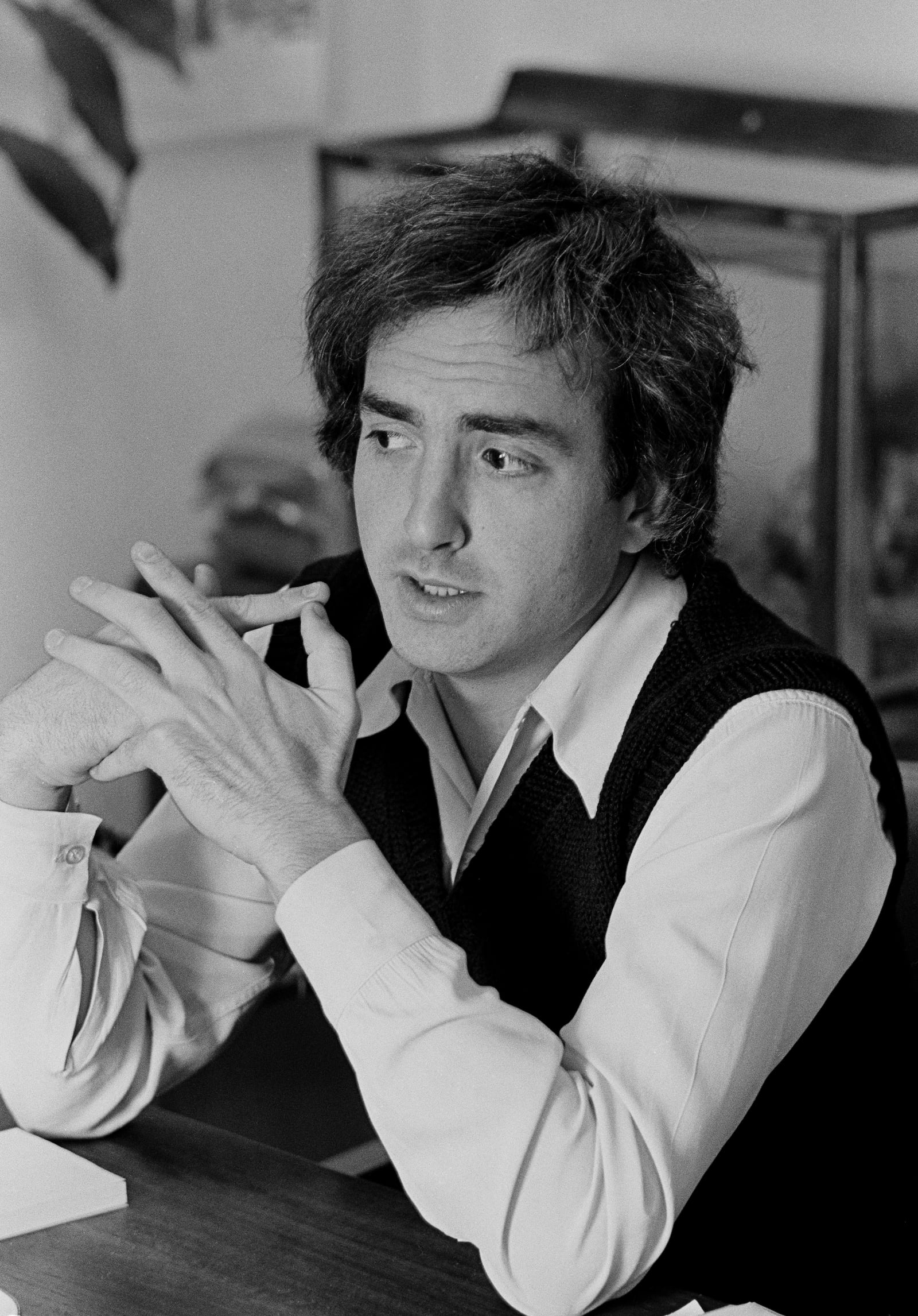 FILE - Lorne Michaels, producer of NBC's "Saturday Night Live," speaks in his office in New York, Nov. 23, 1977. (AP Photo/Marty Reichenthal, File)