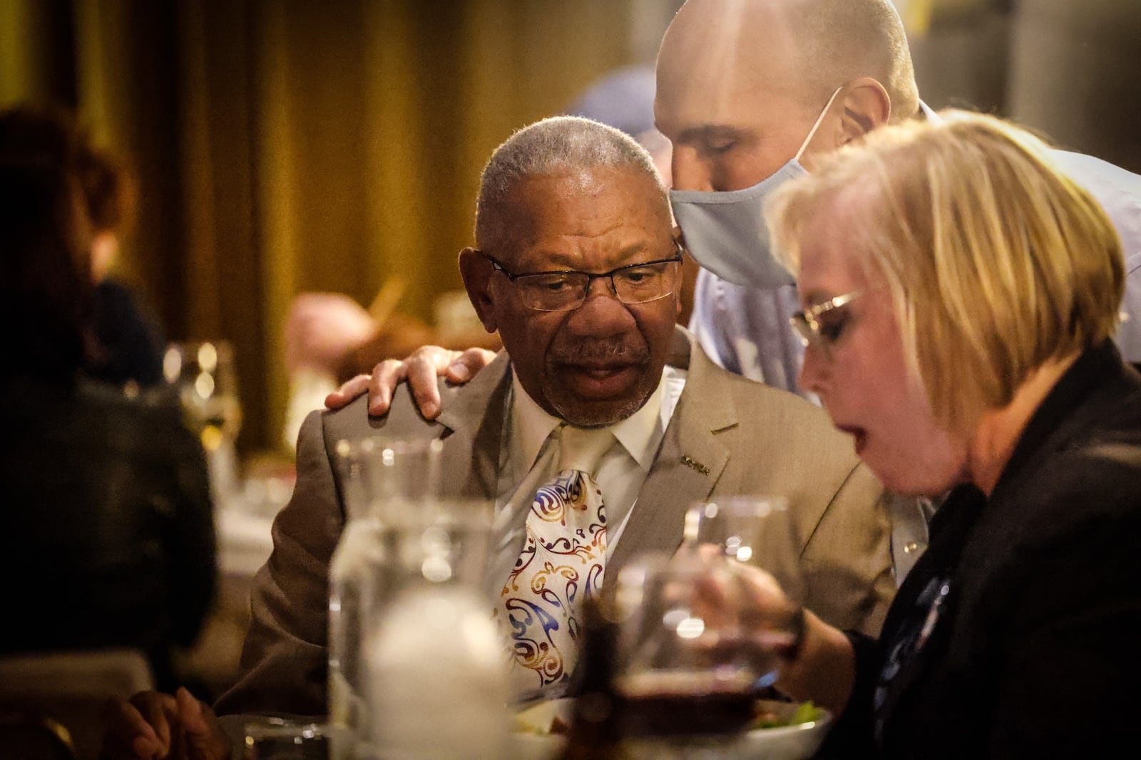 Dayton Mayoral candidate, Jeffery Mims Jr. with Commissioner Matt Joseph. Jim Noelker/Staff    