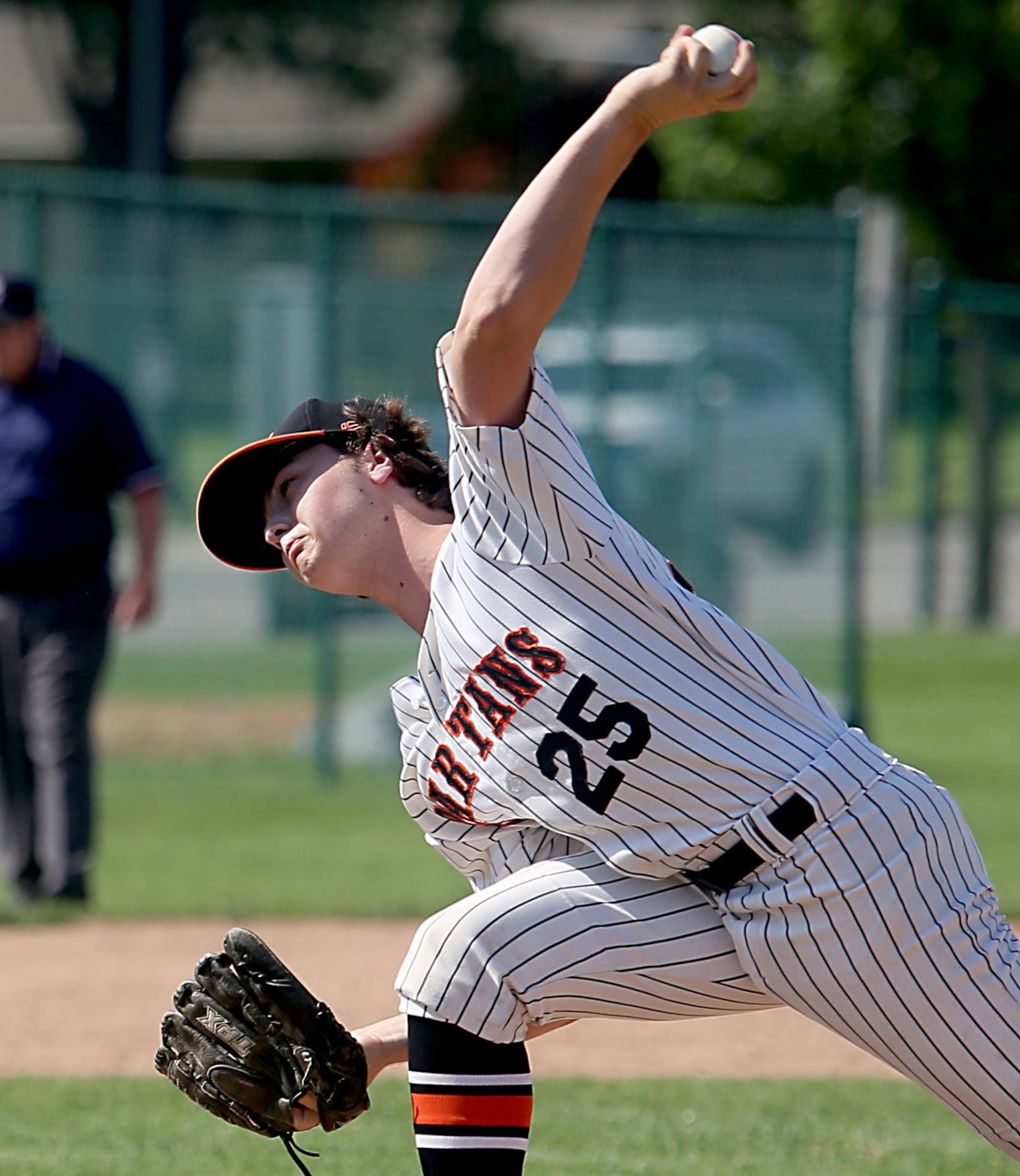 Waynesville pitcher Brady Stone delivers to the plate Friday during a Division II regional semifinal against Chaminade Julienne at Mason. CONTRIBUTED PHOTO BY E.L. HUBBARD