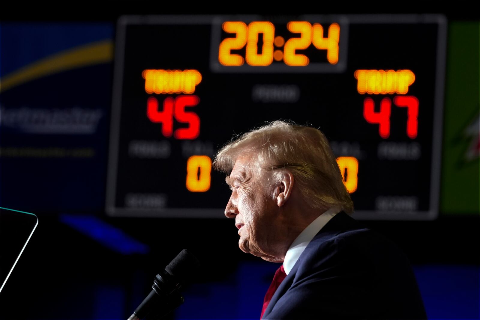 Republican presidential nominee former President Donald Trump speaks during a campaign rally at Greensboro Coliseum, Tuesday, Oct. 22, 2024, in Greensboro, N.C. (AP Photo/Alex Brandon)