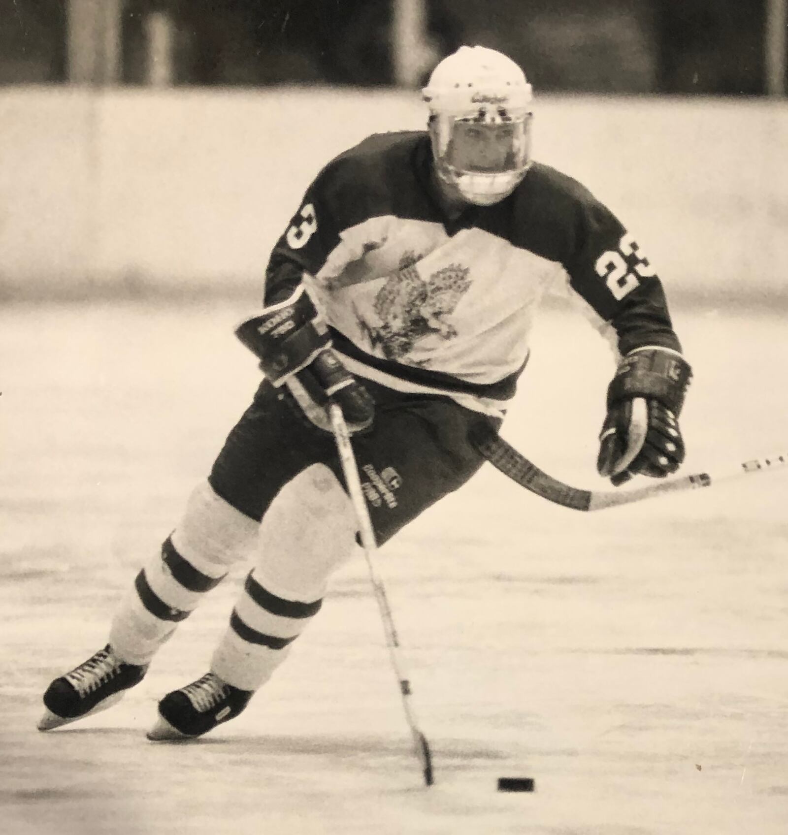 Greg Gutterman earned a scholarship to play hockey for the U.S. Air Force Academy. He is shown on the ice in 1989. CONTRIBUTED