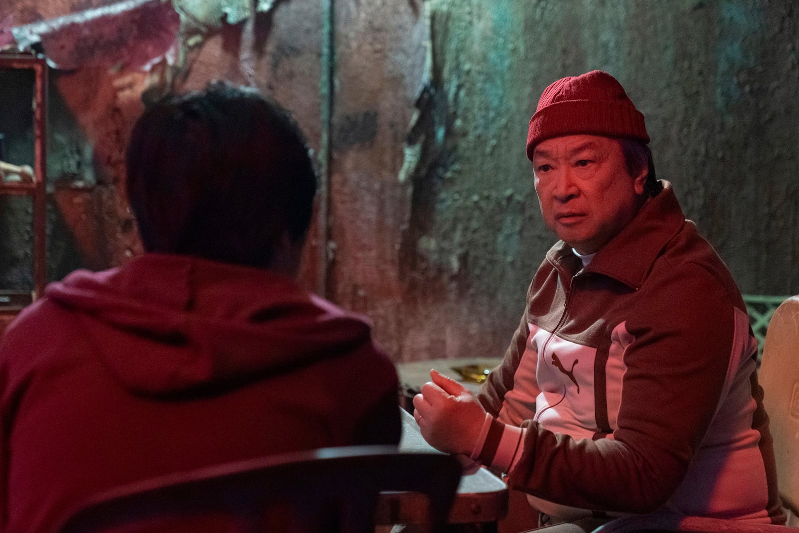 This image released by Hulu shows Tzi Ma in a scene from the series "Interior Chinatown." (Mike Taing/Hulu via AP)