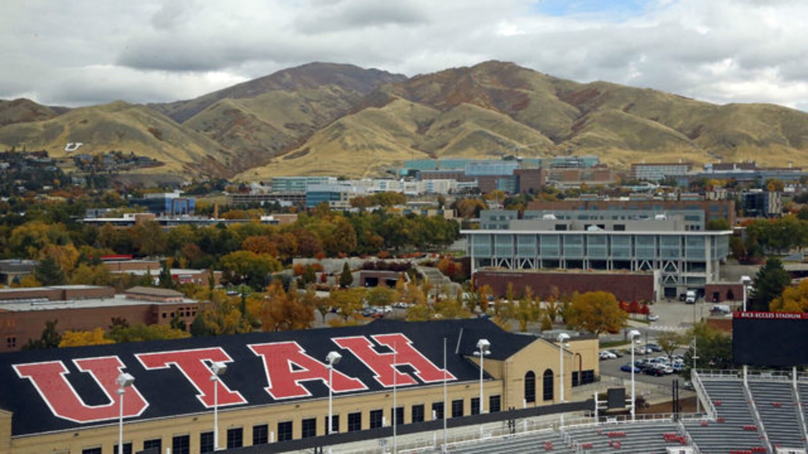 The University of Utah campus is shown from Rice-Eccles Stadium Oct. 23, 2018, in Salt Lake City. Student and track athlete Lauren McCluskey, 21, was fatally shot on campus by her ex-boyfriend, Melvin Shawn Rowland, 37.