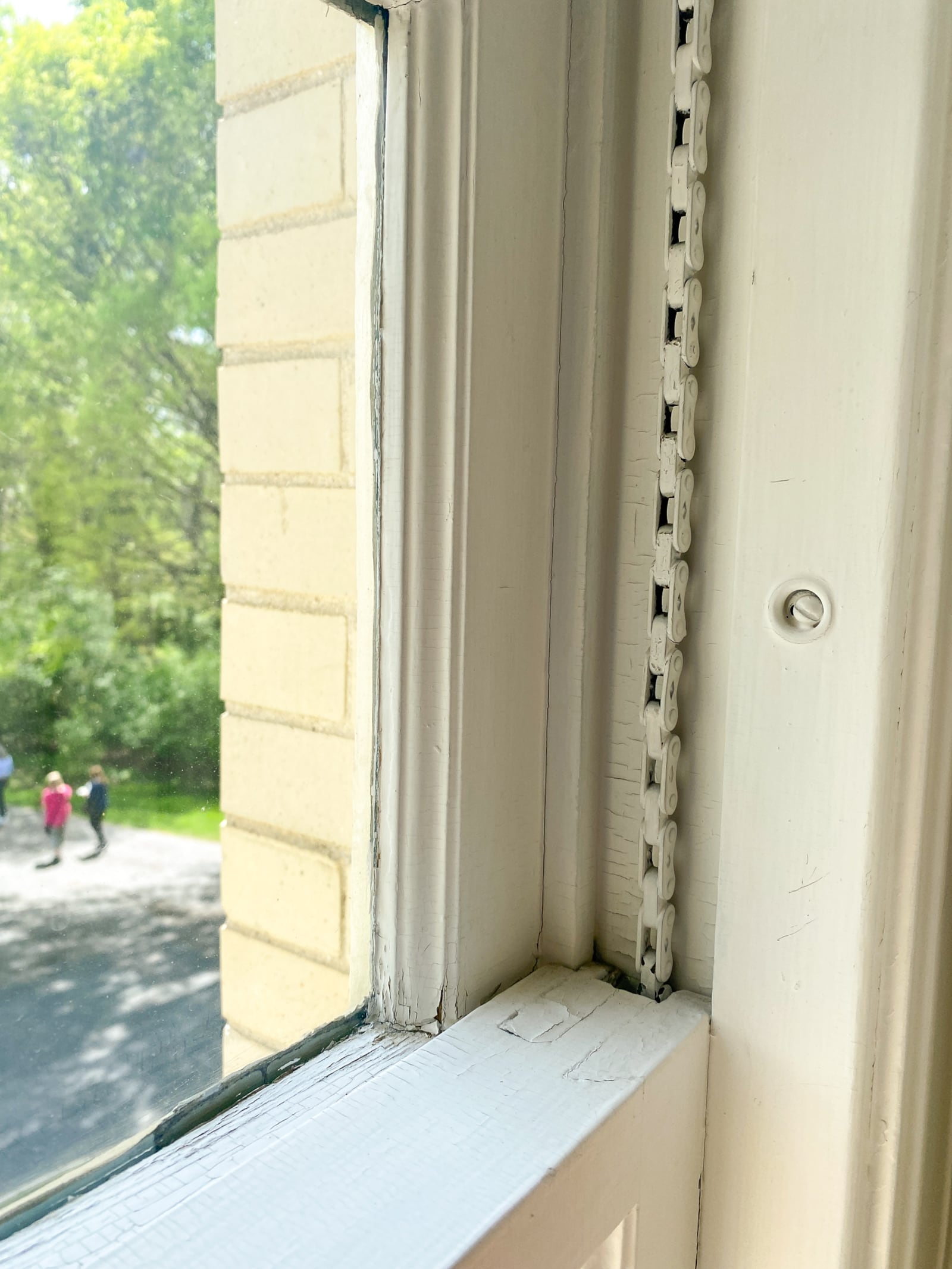 Scenes from a tour of Hawthorn Hill, the Wright family mansion in Oakwood. The home was designated a National Historic Landmark in 1991. There are a few areas in the mansion where the ropes that once held windows open had broken. In their place are painted bicycle chains.. GREG LYNCH / STAFF