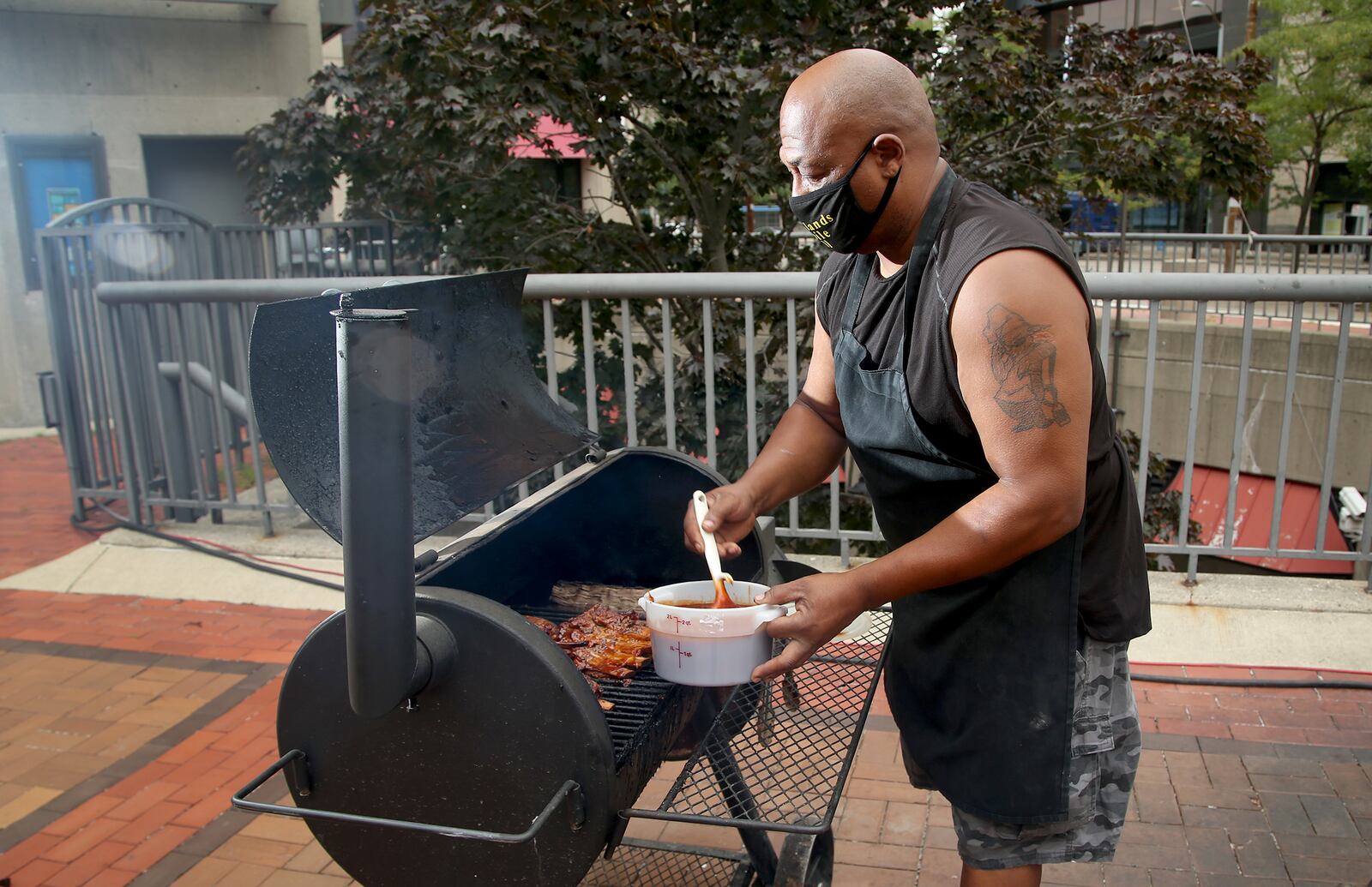 Guy C. Ansley founded Courtland’s Mobile Grill in 2006. He is a staple on Courthouse Square and around Dayton and is known for his ribs, fish, wings and tenders. LISA POWELL / STAFF