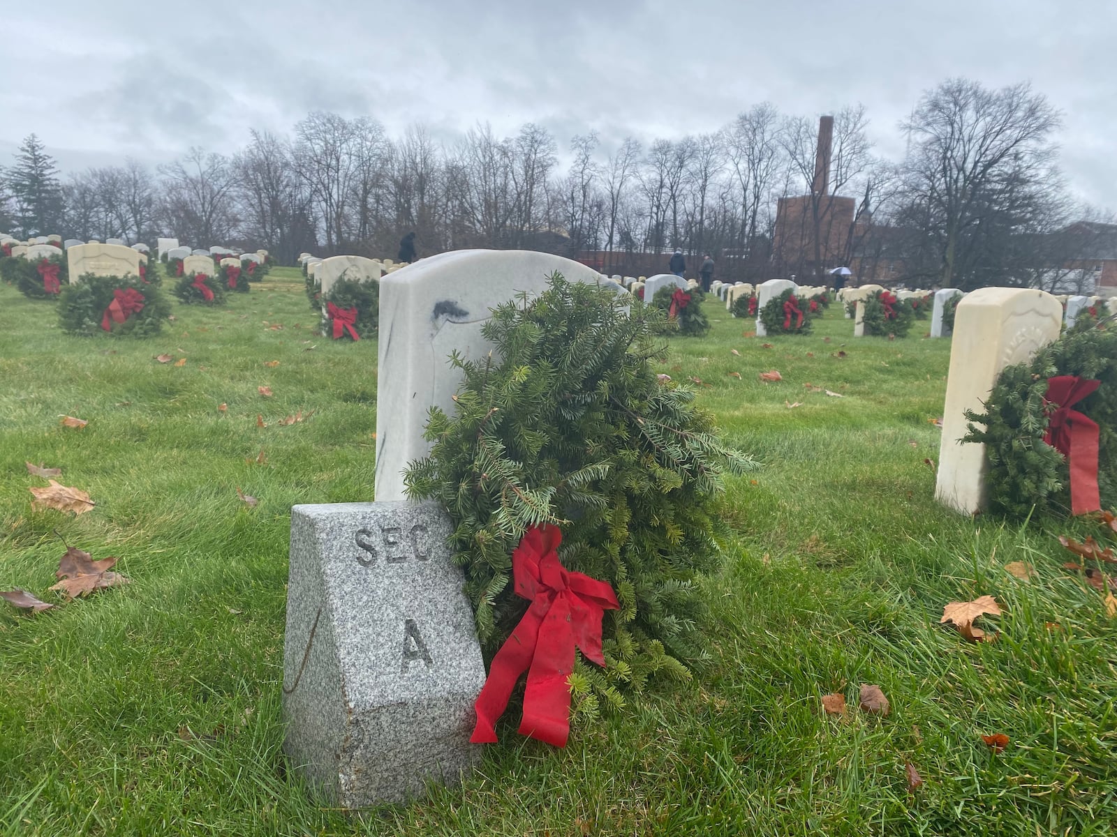 Wreaths were placed on soldiers' graves to honor them at the Wreaths Across America event on Saturday, Dec. 18 at Dayton National Cemetery. Eileen McClory / staff