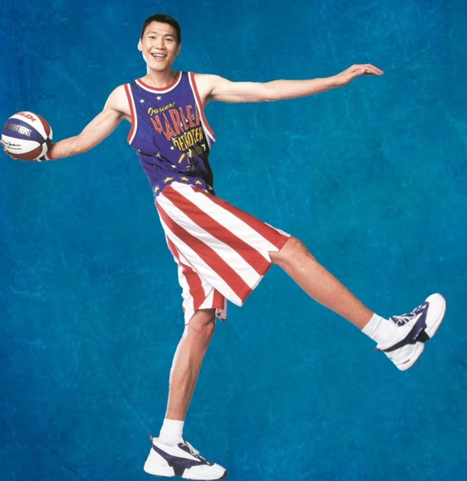 Sharavjamts Tserenjankhar with the Harlem Globetrotters in the early 2000s. Contributed photo