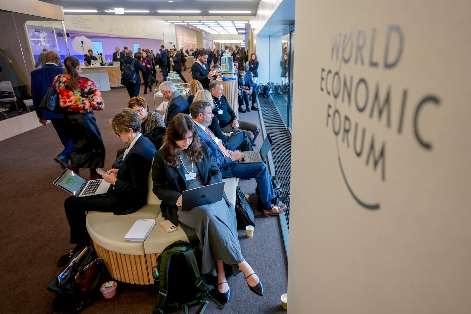 Participants at the Annual Meeting of World Economic Forum in Davos, Switzerland, Wednesday, Jan. 22, 2025. (AP Photo/Markus Schreiber)