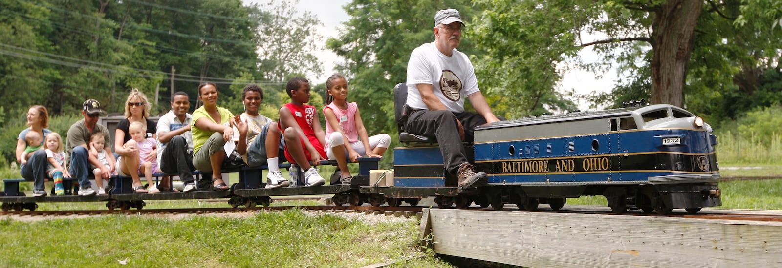 Visitors ride a Carillon Park Rail and Steam Society miniature train. DAYTON DAILY NEWS ARCHIVE