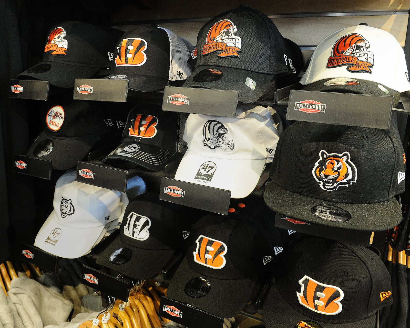 The Rally House at the Dayton Mall has everything for Bengals fans from dolls to hats to jerseys. MARSHALL GORBY\STAFF