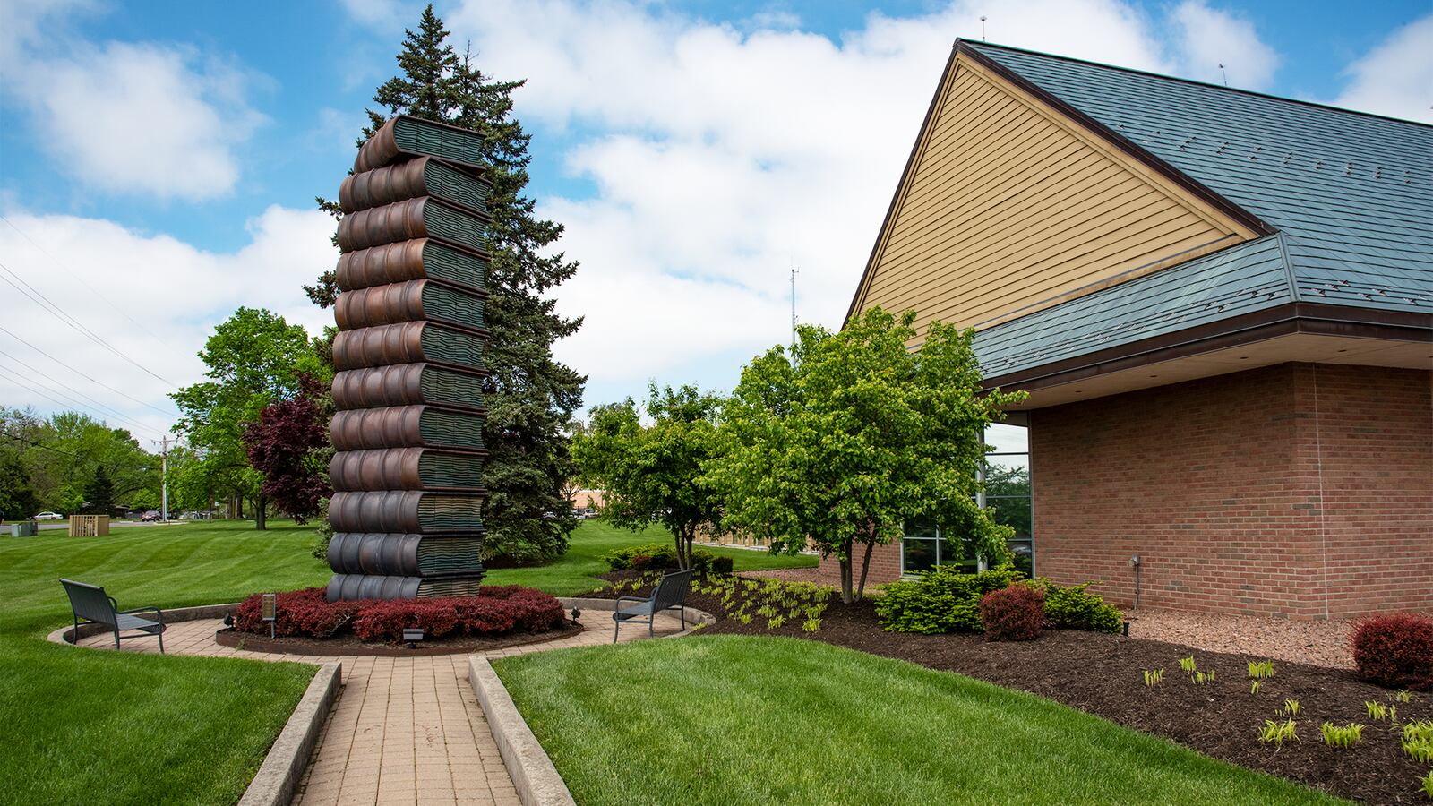 The Record sculpture is part of the West Spring Valley Road Centerville branch of the Washington-Centerville Public Library. CONTRIBUTED