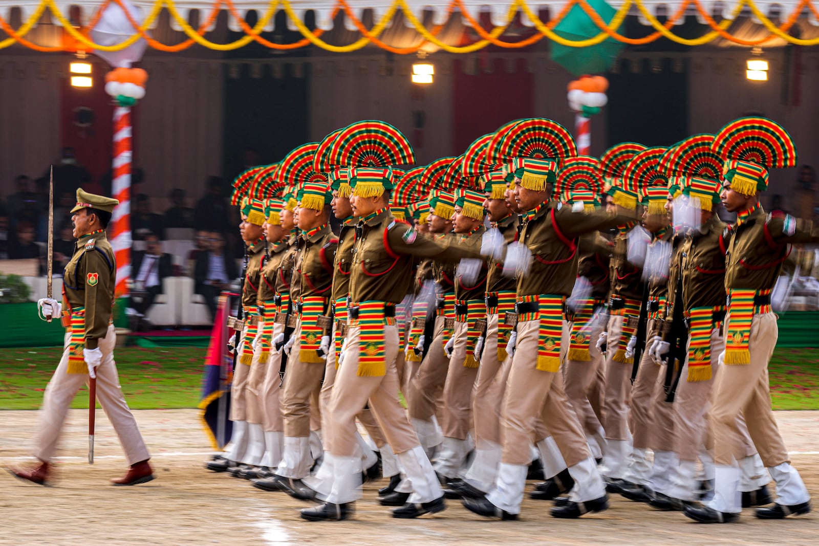 Assam police battalion march during India's Republic Day parade in Guwahati, India, Sunday, Jan. 26, 2025. (AP Photo/Anupam Nath)