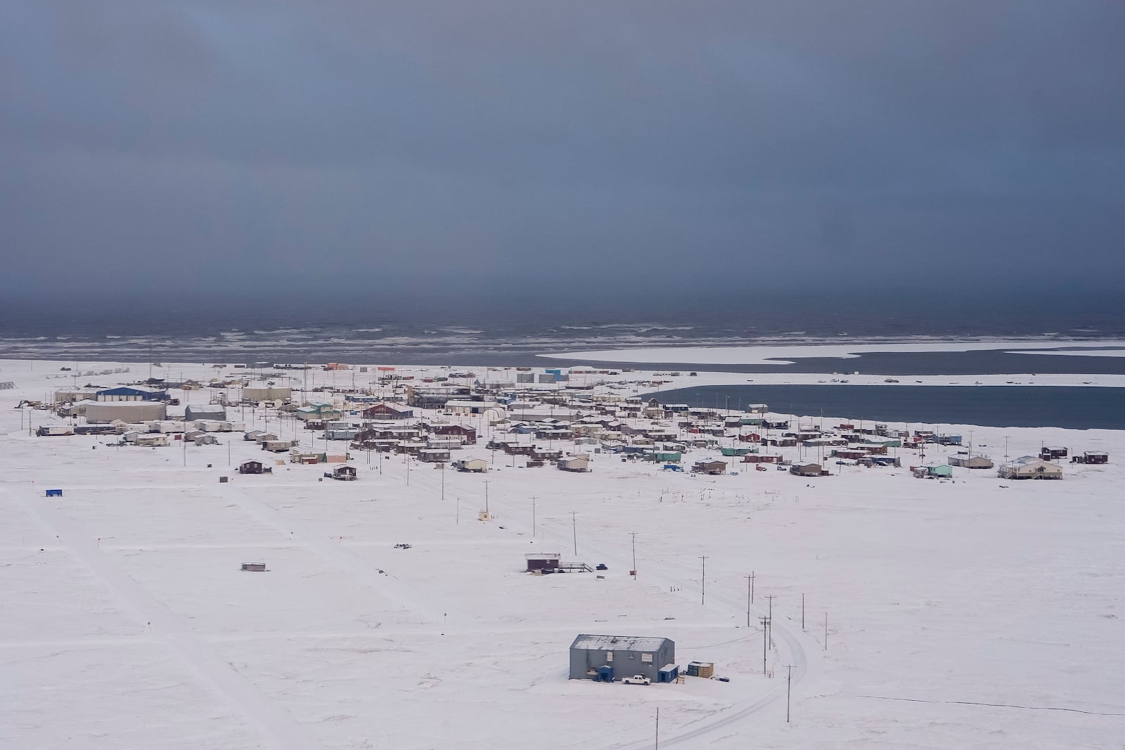 The village of Kaktovik is seen at the edge of Barter Island in the Arctic National Wildlife Refuge, Monday, Oct. 14, 2024, in Kaktovik, Alaska. (AP Photo/Lindsey Wasson)