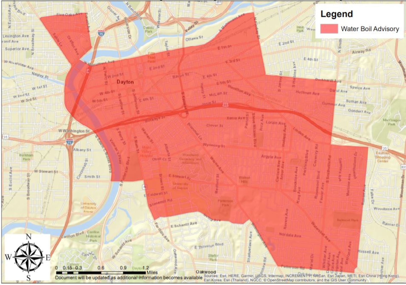 Here are the areas of Dayton that are affected by a boil advisory.