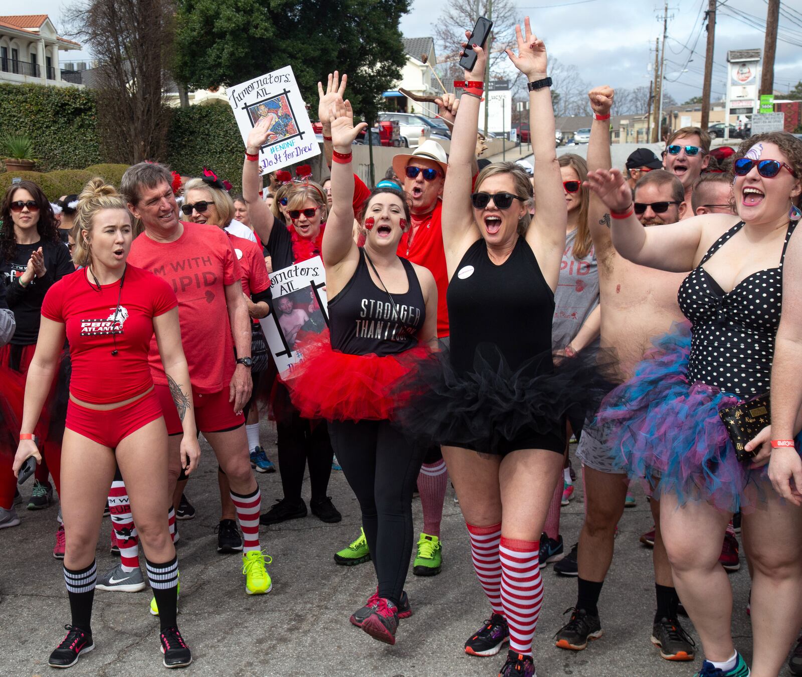 Participants get ready for the start of the Cupid's Undie Run in Atlanta on February 16, 2019. STEVE SCHAEFER / SPECIAL TO THE AJC